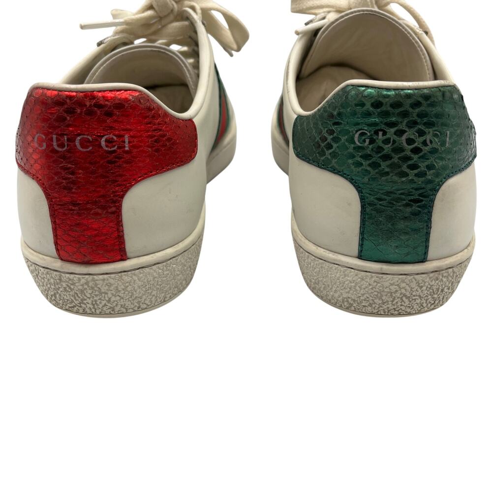 Gucci Ace Heart Embroidered Web Low Top Leather Sneakers White Size 36 / 6 - Picture 5 of 11